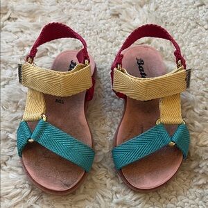 Bata Rio Comforts Kids Colorblock Strappy Sandals in Yellow, Teal & Red size 7
